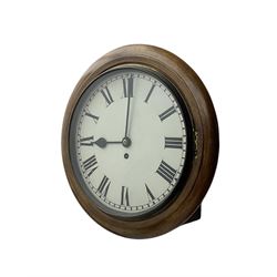 English - Early 20th century 8-day oak cased wall clock c1920, with a spun bezel and 12