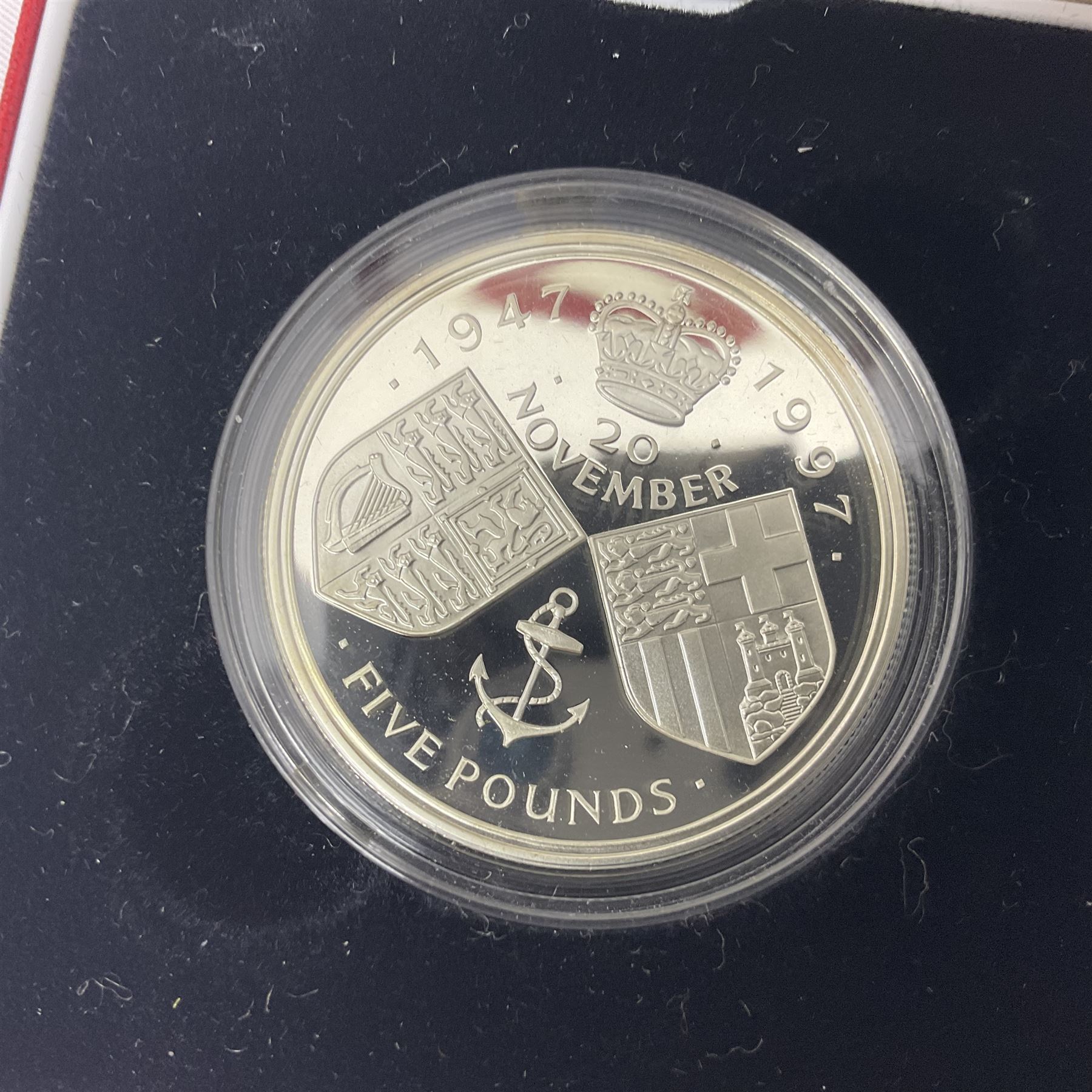 Four The Royal Mint United Kingdom silver proof coins, comprising two 1980 'Her Majesty Queen Elizabeth The Queen Mother' crowns, 1981 'Commemorating The Marriage Of His Royal Highness The Prince Of Wales And Lady Diana Spencer' crown and 1997'Golden Wedding Anniversary' five pounds, all cased with certificates 