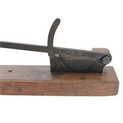 Early 20th century wooden baguette cutter, H33cm, W57cm