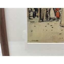 Douglas Fox Pitt (British 1864-1922): Figures under Brighton Pier, watercolour and charcoal signed 23cm x 35cm