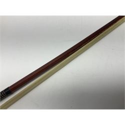 Nickel mounted pernambuco violin bow stamped R. Paesold L73.5cm