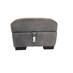 Footstool upholstered in grey faux suede