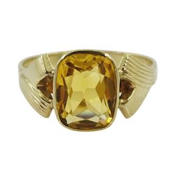 9ct gold single stone citrine ring, hallmarked