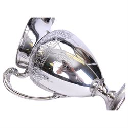 Large late 19th/early 20th century American silver pitcher, the body of ovoid form with embossed and chased foliate band, and acanthus capped scroll handle, upon a spreading circular foot with stiff leaf border, marked for Reed & Barton, Taunton, Massachusetts, and stamped Sterling, H27cm

