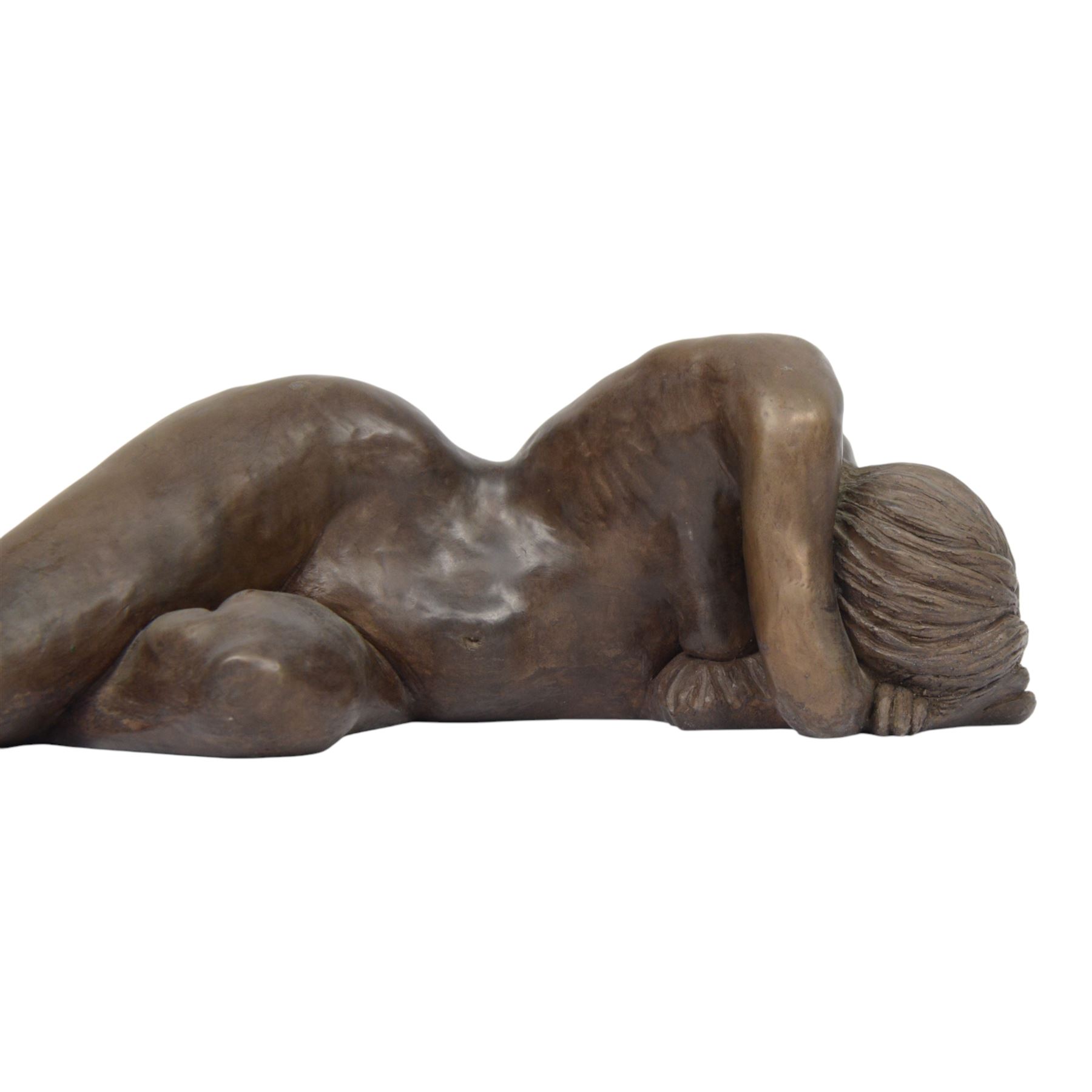 Sonia Dobbs: Reclining Nude, cold cast bronze, signed beneath, with certificate of authenticity, H13cm 