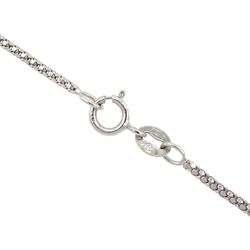 18ct white and yellow gold diamond pendant necklace, single pear cut fancy red/brown diamond of approx 5.70 carat, suspending from a graduating five stone round brilliant cut white diamond bail, on a fancy bead link chain necklace, total white diamond weight approx 0.75 carat