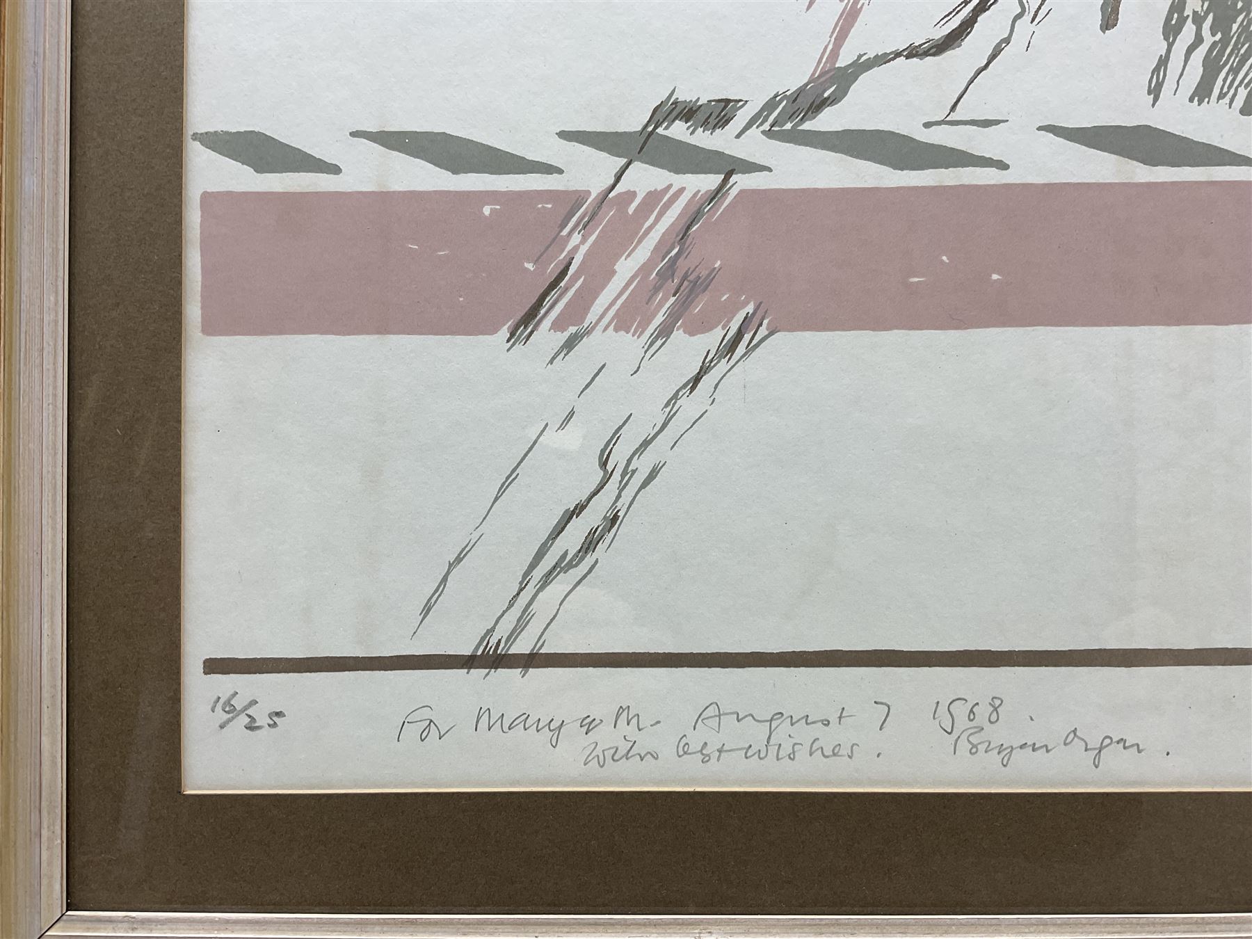 Bryan Organ (British 1935-): Figures in an Interior, limited edition screenprint signed, numbered 16/25 and dated 1968, 57cm x 45cm 