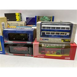 Corgi Limited Edition scale die-cast models including a Ford Transit Wrecker - AA, 50th Anniversary 1:50 scale model; AN13009 Dennis F125 Simon Snorkel SS263,  limited edition 1:50 scale Austin 4 wheel Platform Lorry in BRS livery, Guy Invincible 8 Wheel Platform Lorry and others, all boxed (20)