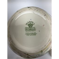 Five pieces of Masons Ironstone 'Paynsley' pattern lustre ware, comprising large ginger jar and cover, footed bowls, two jugs, and pin dish