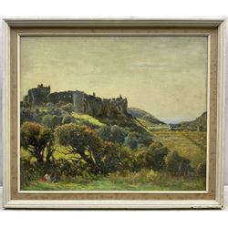 William Augustus Rixon (British 1880-1936): 'Manorbier Castle - Tenby' Wales, oil on board signed and dated '32, titled verso 49cm x 59cm
