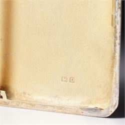 Engine turned silver cigarette case engraved with initials Birmingham 1935 Maker Frederick Field