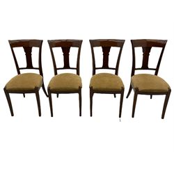 Grange Furniture - cherry wood finish oval extending dining table on square tapering supports, and a set of eight dining chairs with curved backs and upholstered seats 