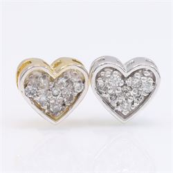 18ct gold diamond heart pendant and a 9ct white gold diamond heart pendant
