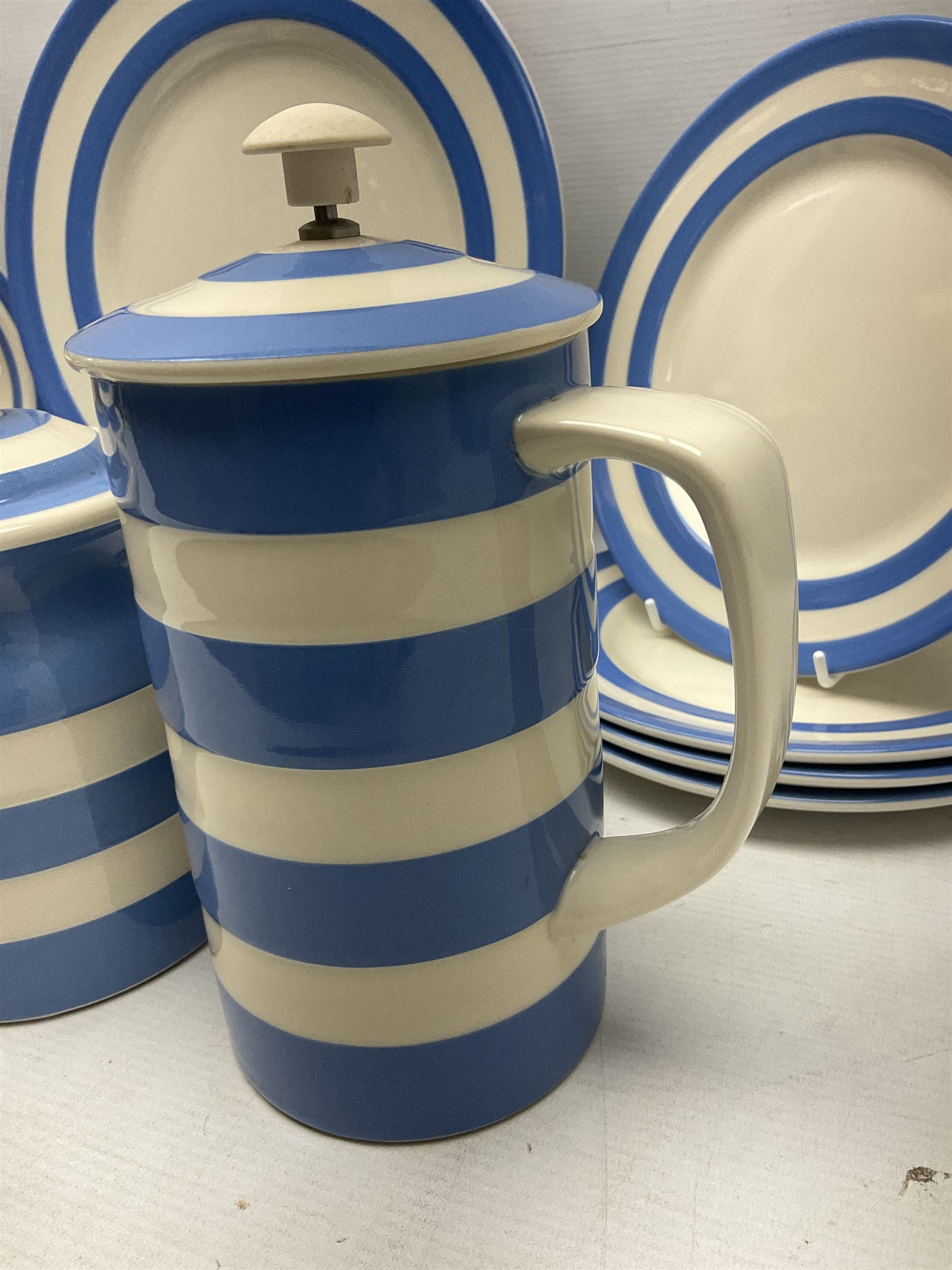 TG Green Cornish kitchen ware, to include coffee pot, pint milk jug, nine storage jars for various items, four dinner plates, etc (25)