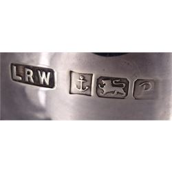 Modern silver wine funnel, of typical form, with oblique gadrooned rim, and shell decoration, hallmarked Laurence R Watson & Co, Birmingham 1989