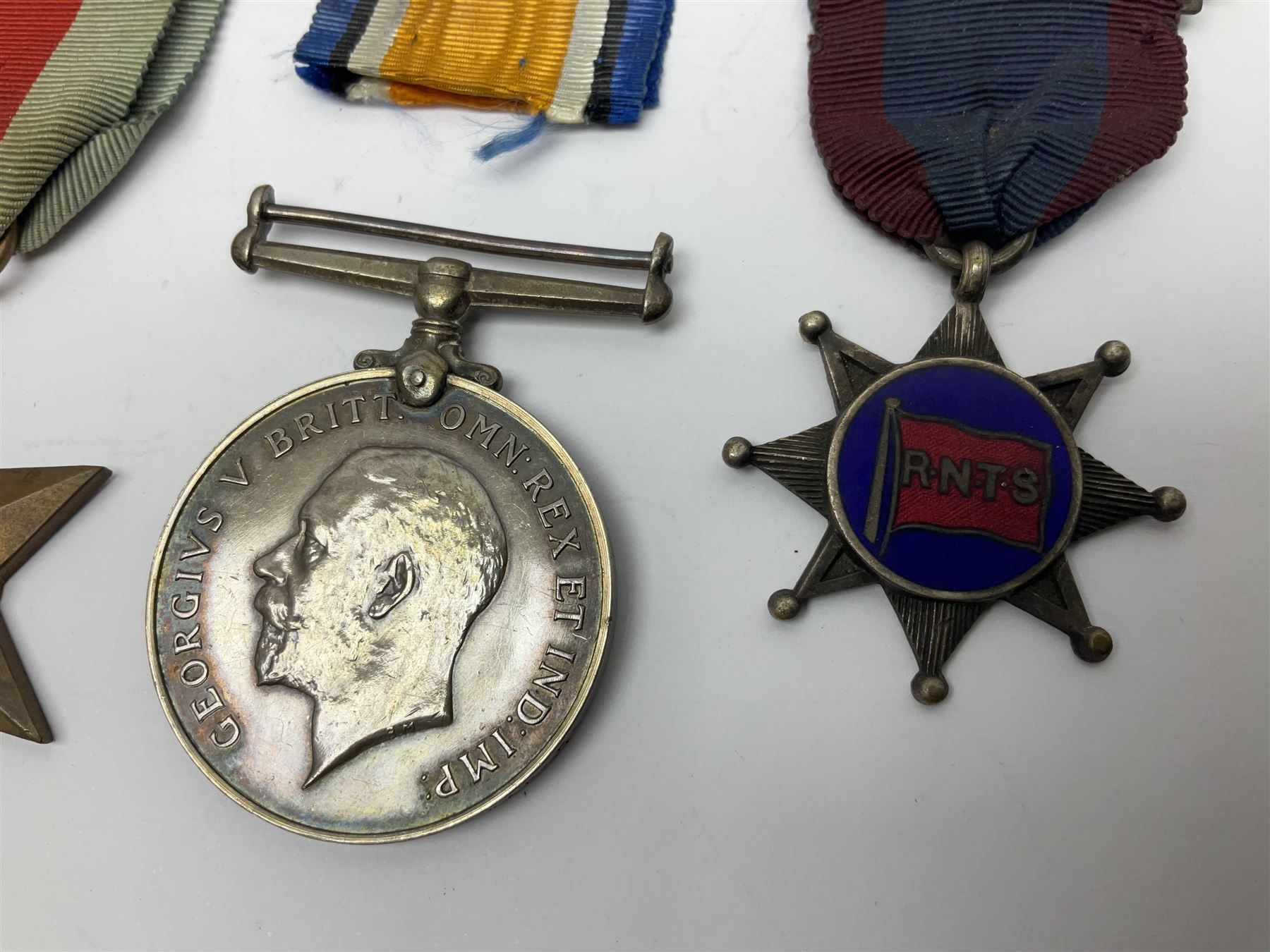 WW1 British War Medal awarded to 28885 Pte. A. Hey R. War. R.; WWI Victory Medal awarded to 7633 Pte. E. Edwards L'Pool R.; two WWII medals; Royal Navy Temperance Society Medal; Services Rendered badge No.B55177; and Home Guard lapel badge