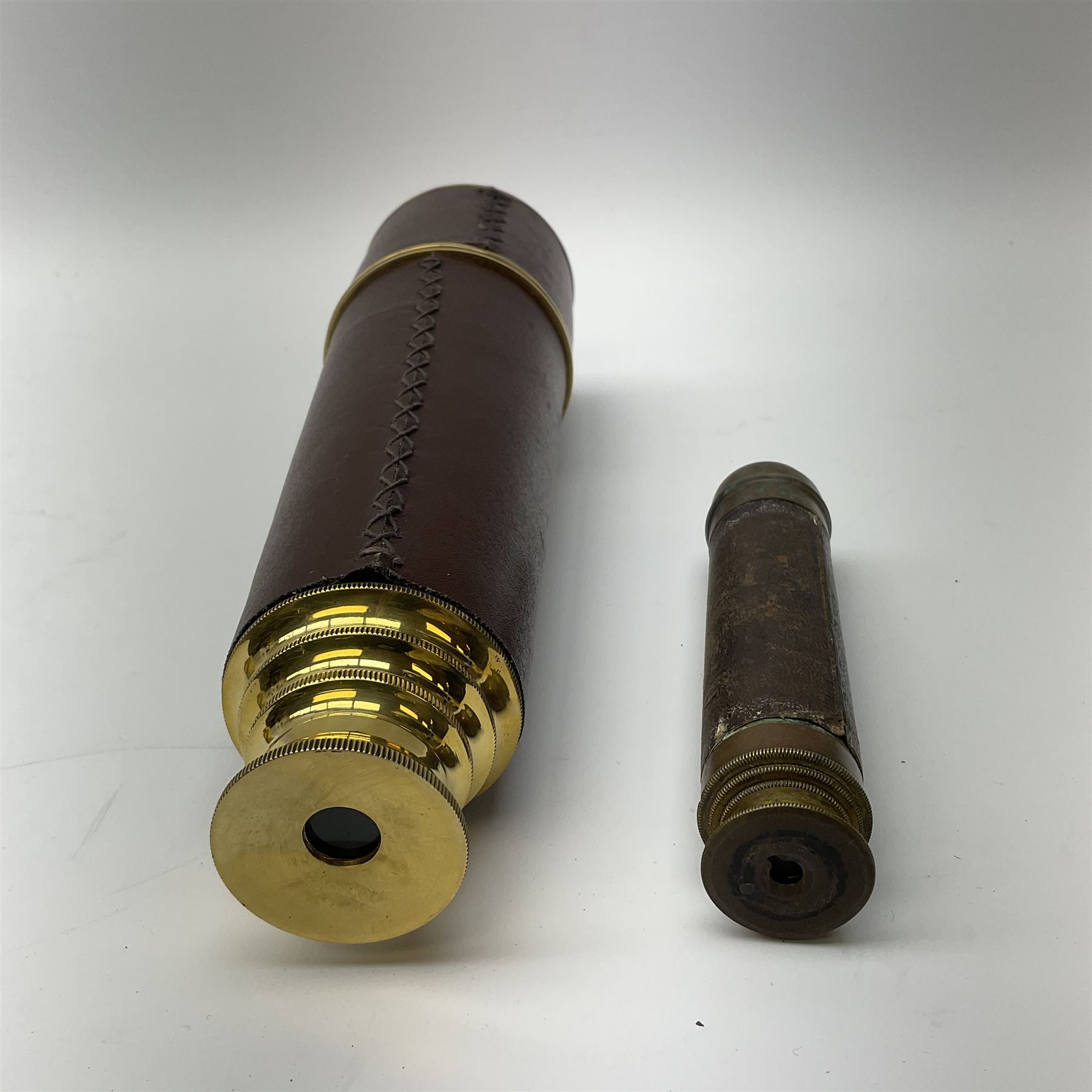 Victorian brass two-draw pocket telescope with leather | Maritime