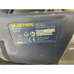 Collection of tools, comprising grinder electric, cased Mac Allister jigsaw, Power craft router