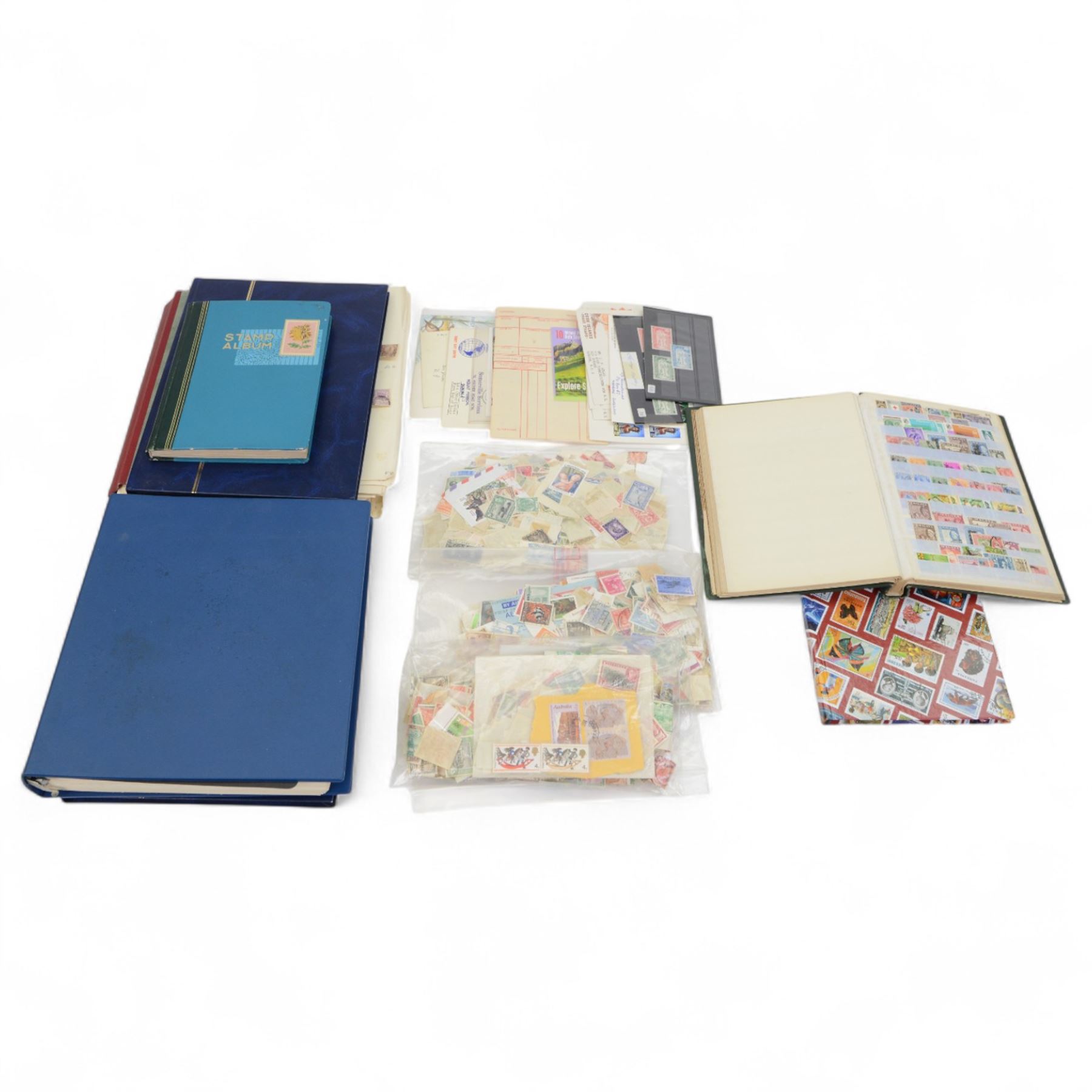 Commonwealth and World stamps, including Aden, Antigua, Australia, British Guyana, Brunei, Bermuda, Ceylon, Christmas Islands, Fiji, Malaya, Malta, Nigeria, St Kitts and Nevis, etc, in various albums and loose, together with two empty stockbooks and various stock cards