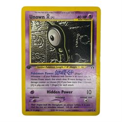 Collection of mainly vintage Pokemon cards including Charizard Base Set Holographic number 4/102 and two Ancient Mew 2000 promo cards, some housed within plastic wallets and some loose