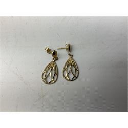Pair of 9ct gold earrings (weight 1 gram), quantity of silver and costume jewellery