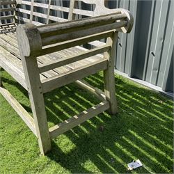 Teak Lutyens style garden bench  - THIS LOT IS TO BE COLLECTED BY APPOINTMENT FROM DUGGLEBY STORAGE, GREAT HILL, EASTFIELD, SCARBOROUGH, YO11 3TX