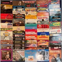 Mostly Jazz vinyl records including, 'La storia del jazz Great Swing Jam Session V.1', 'King Oliver And His Orchestra Volume One Sweet Like This', 'The definitive album by Louis Armstrong', various other Louis Armstrong etc, approximately 120 