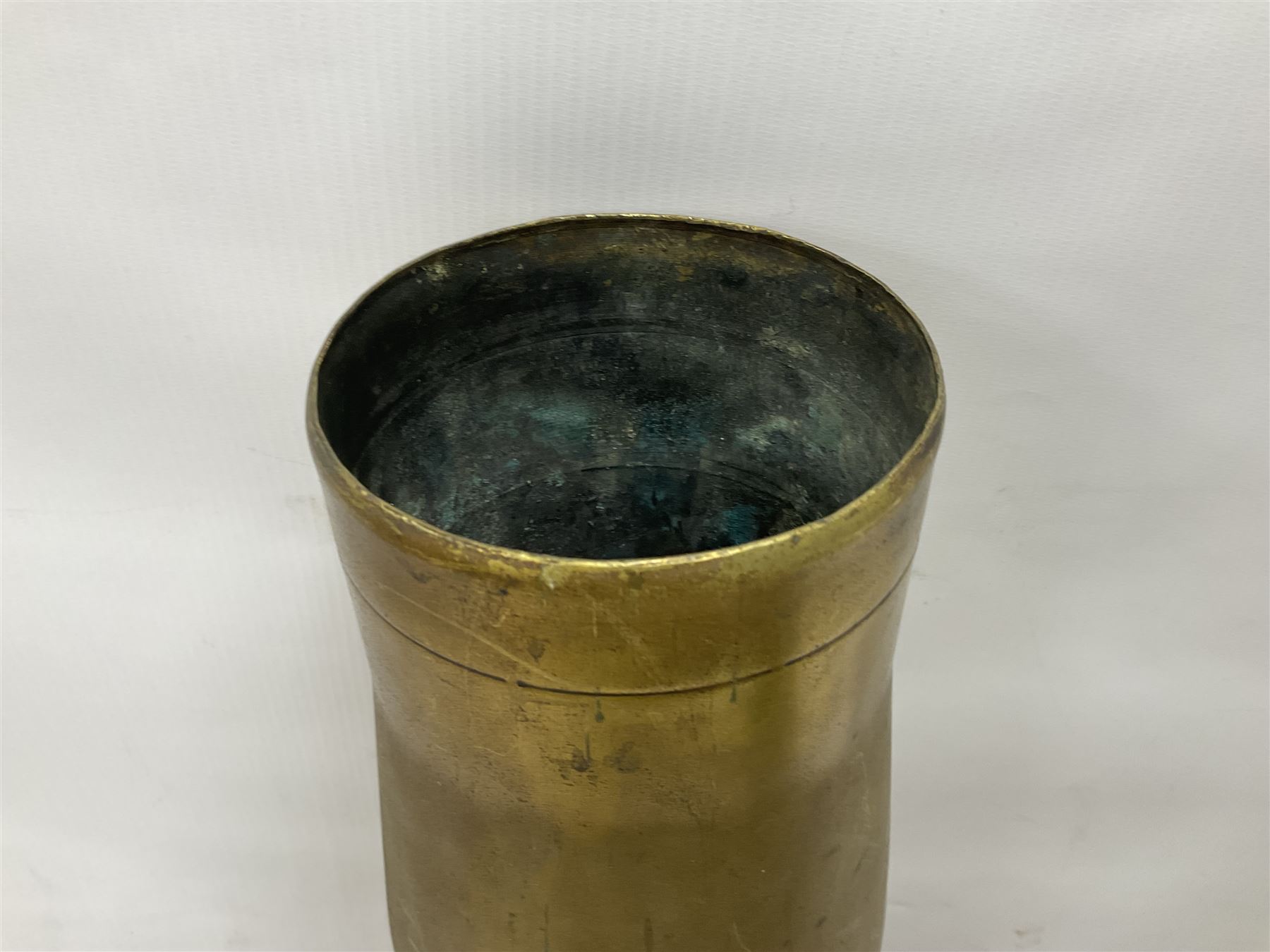 Large brass shell case, H70cm