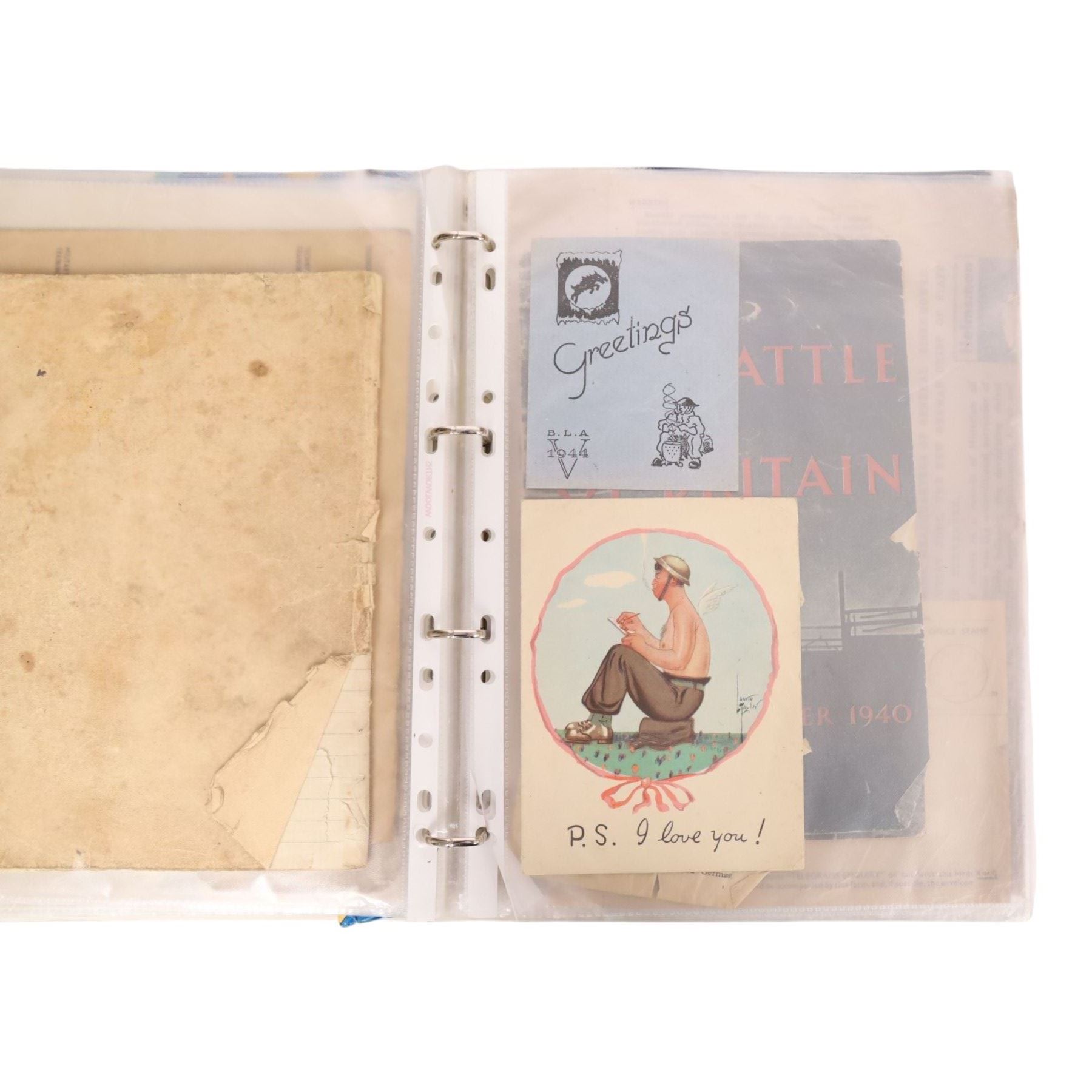 Collection of WWII ephemera, including photographs, postcards, identification cards, telegrams, newspapers 