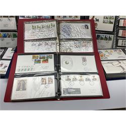 Mostly Great British first day covers, some with special postmarks, from the 1960s to the early 2000s and a small number of Queen Elizabeth II usable postage stamps, housed in eleven ring binder folders