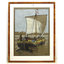  Harry Hudson Rodmell (British 1896-1984): Humber Keel Boat, gouache signed 60cm x 45cm Provenance: from the exors. of a North Yorkshire single owner collection of Maritime oils and watercolours    DDS - Artist's resale rights may apply to this lot      