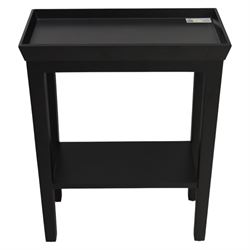 Oka - Gustavian sofa side table, rectangular form with dished top, on square tapering supports united by undertier 