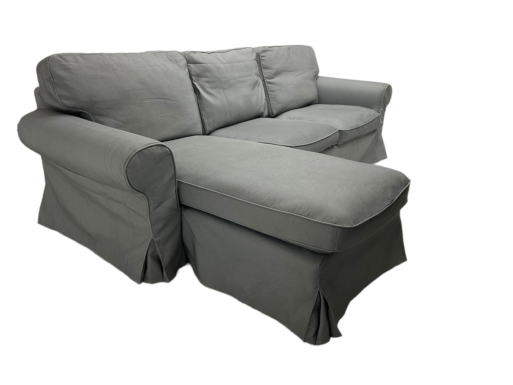 IKEA - 'EKTORP' three seat corner sofa, in grey loose washable covers 