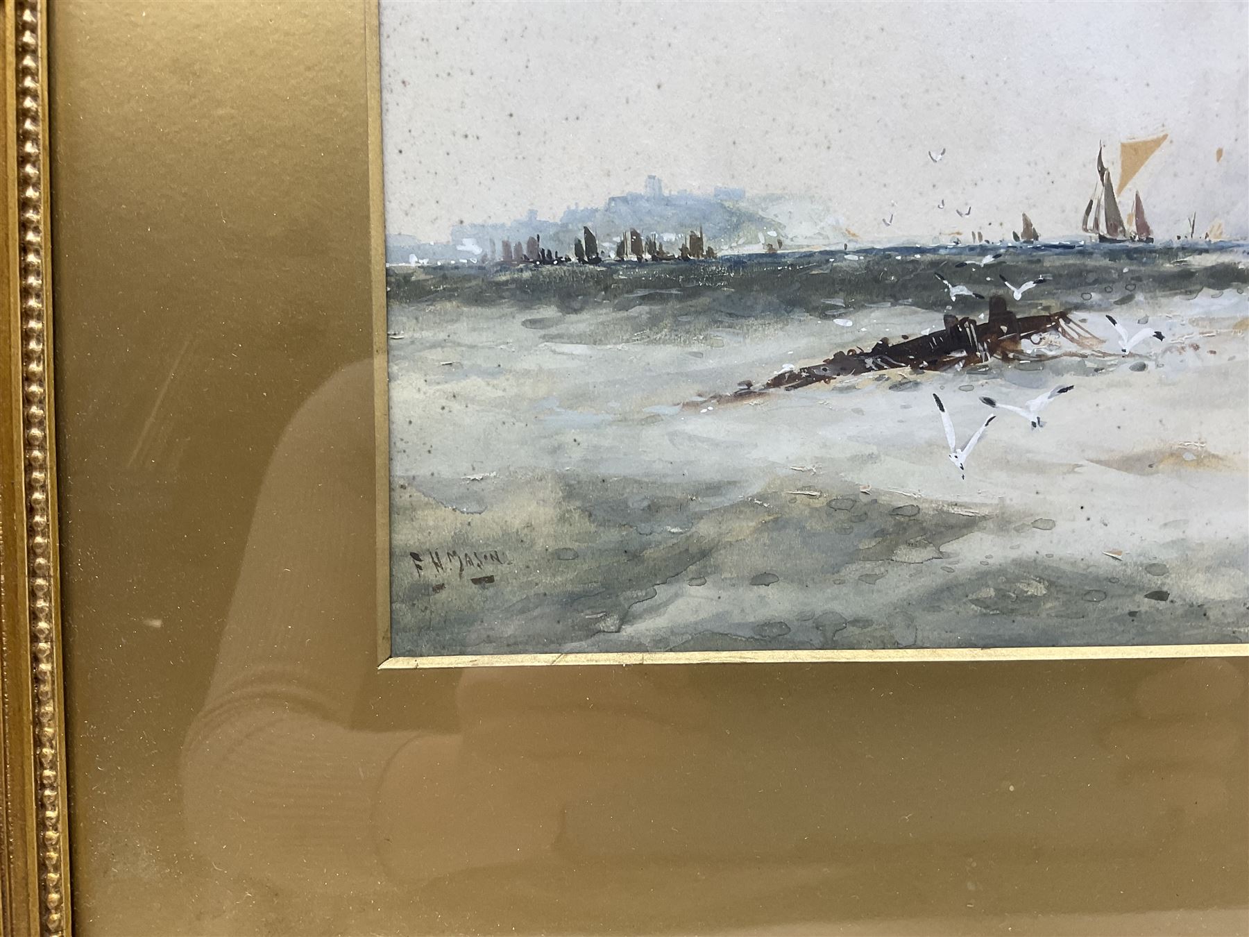 Frank Henry Mason (Staithes Group 1875-1965): Off Scarborough, watercolour signed 26cm x 40cm