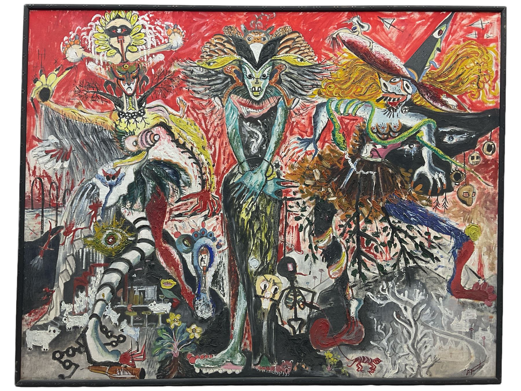 Pat Faust (British fl.1950-2000): 'Forces of Evil', oil on canvas ...