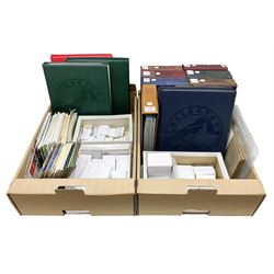 Quantity of trade cards, housed in ring binder albums and loose, including Twinnings, Lyons, PG Tips, Hornimans, Ty-Phoo etc and various unused official paper albums, in two boxes