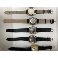 Five automatic wristwatches including Technos Everite Goldshield, Sekonda, Royle and Swiss Emperor and three manual wind wristwatches including Rotary, Avia and Excalibur (8)