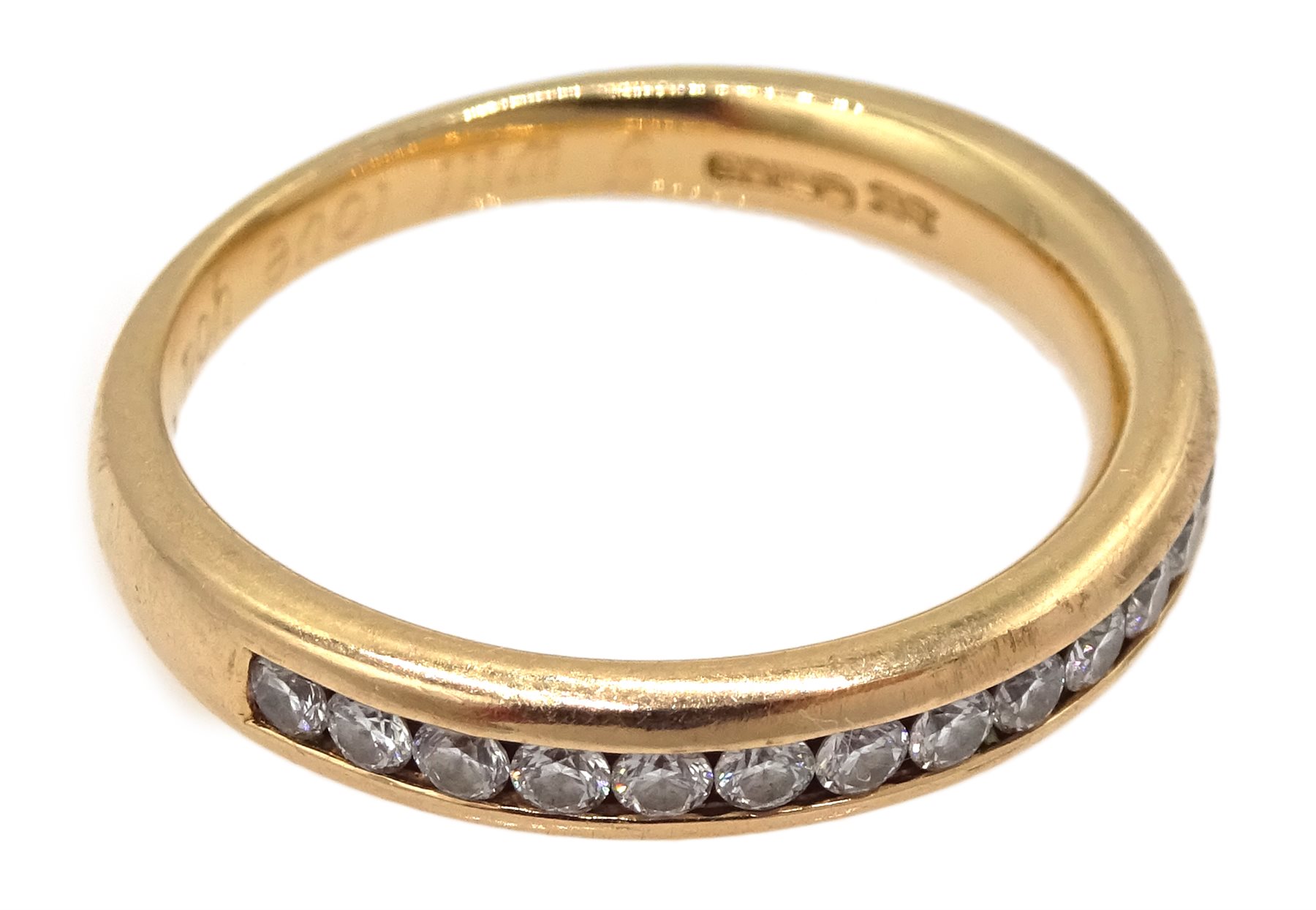 18ct gold round brilliant cut diamond, channel set half eternity ring