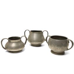 Tudric and other pewter including sugar bowls, milk jugs etc, small WMF Art Nouveau dish No262 and another No218