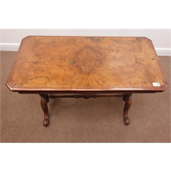  Victorian walnut swivel folding card table, green baize, turned and carved supports with single stretcher, 96cm x 94cm, H72cm  