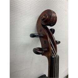 Early 20th century French Mirecourt violin with 35.5cm two-piece maple back and ribs and spruce top; bears label 'The Garrodus Violin H & Co No.1587 Anno 1912' L59cm overall; in modern fitted case with bow