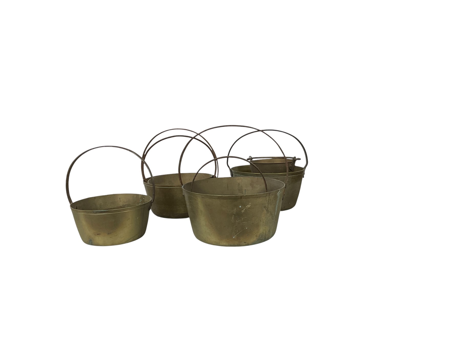Collection of brass jam pans