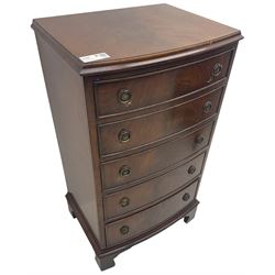 Georgian design mahogany bow front pedestal chest, fitted with five drawers, bracket feet