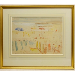  'The Beach at San Remo', pen, ink and watercolour signed by Derrick Sayer (British 1917 - 1992) 30.5cm x 41.5cm   