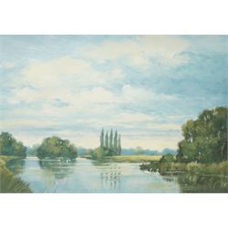 William Burns (British 1923-2010): 'Swans a Swimming', oil on board unsigned, titled verso...