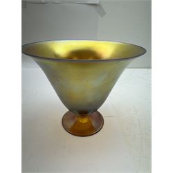 WMF Myra Crystal iridescent glass vase, of goblet form with fluted rim and golden lustre finish, H14.5cm