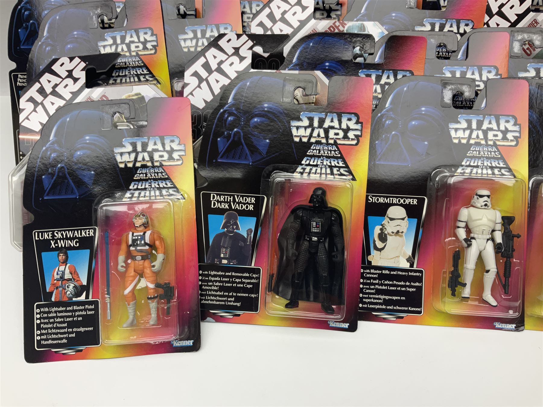 Star Wars - twenty-four carded figures including nineteen La Guerra De Las Galaxias La Guerre Des Etoiles; and five others; all in unopened blister packs (24)