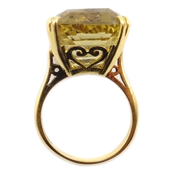  Large 18ct gold (tested) emerald cut citrine ring, heart design gallery  