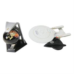 Five Star Trek models, comprising John Eaves signature edition 'Zefram Cochrane's Phoenix', Star Trek Galaxy Globe 'The Immunity Syndrome', Franklin Mint 'Stargazer', Paramount Pictures USS Enterprise and a 25th Anniversary USS Enterprise, with certificates of authenticity
