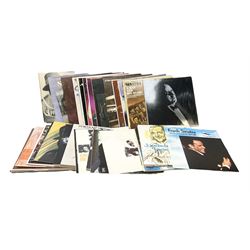 Collection of Frank Sinatra LP vinyl records, to include Sinatra Trilogy Past Present Future, Ol' blue eyes is back, My Way, etc., together with two books, The Sinatra Treasures by Charles Pignone, and Frank Sinatra by Jessica Hodge, plus a Beatles LP vinyl record, Love Songs, in one box